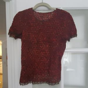 Chanel red short sleeve sweater